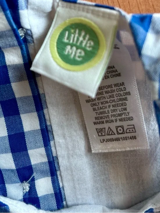 Blue and White Gingham and Daisy Flowers - Baby Girl Spring Summer Dress - 18m - Picture 3 of 7